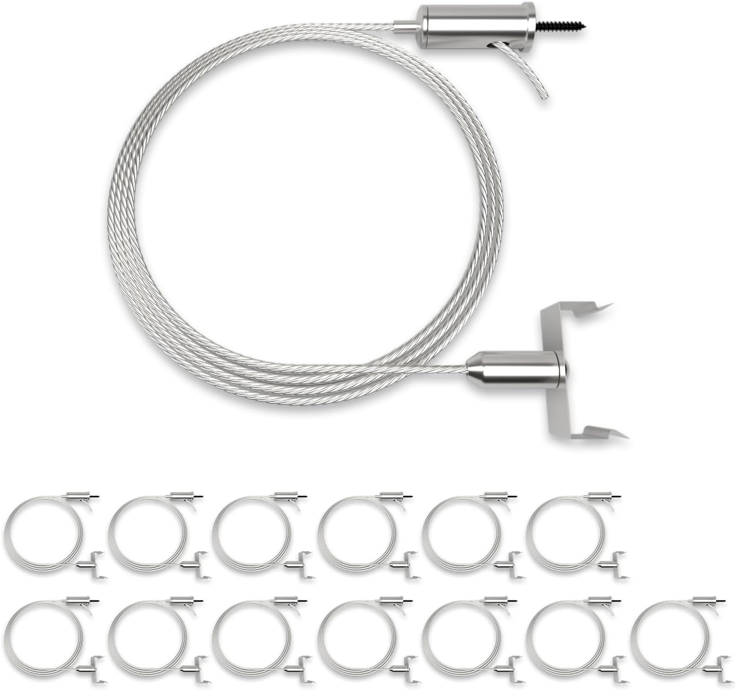 8 Pack Hexagon Garage Light Hanging Cable Kit, Adjustable 1.0M Stainless Steel Suspension Wire Rope Set, Heavy Duty 1.5mm Lighting Hanging Kit for Hex LED Lights, Max Load 6.6lbs