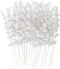 RECUTMS Artificial Eucalyptus Leaves Stems 36Pcs 15Inch Faux White Leaf Branches Plants for Vase Thanksgiving Christmas Halloween Party Wedding Flower Bouquet Floral Arrangement Home Office Decor