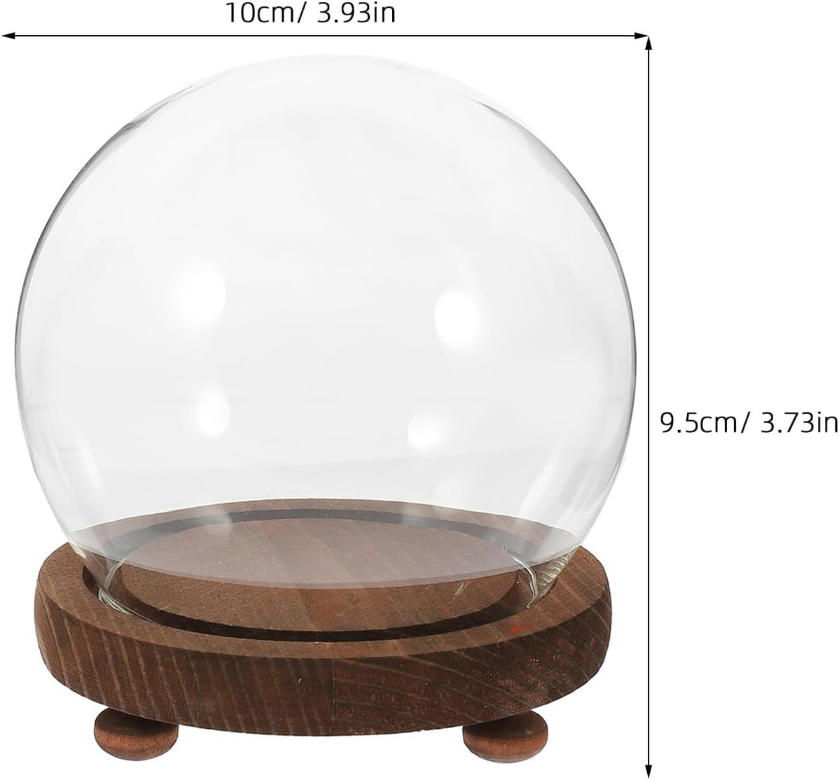 Clear Glass Cloche Display Dome Bell Jar with Wood Base Diy Snow Globe Kit Keepsake Display Case Terrarium for Preserved Plant Succulent Craft 3.9 Inch