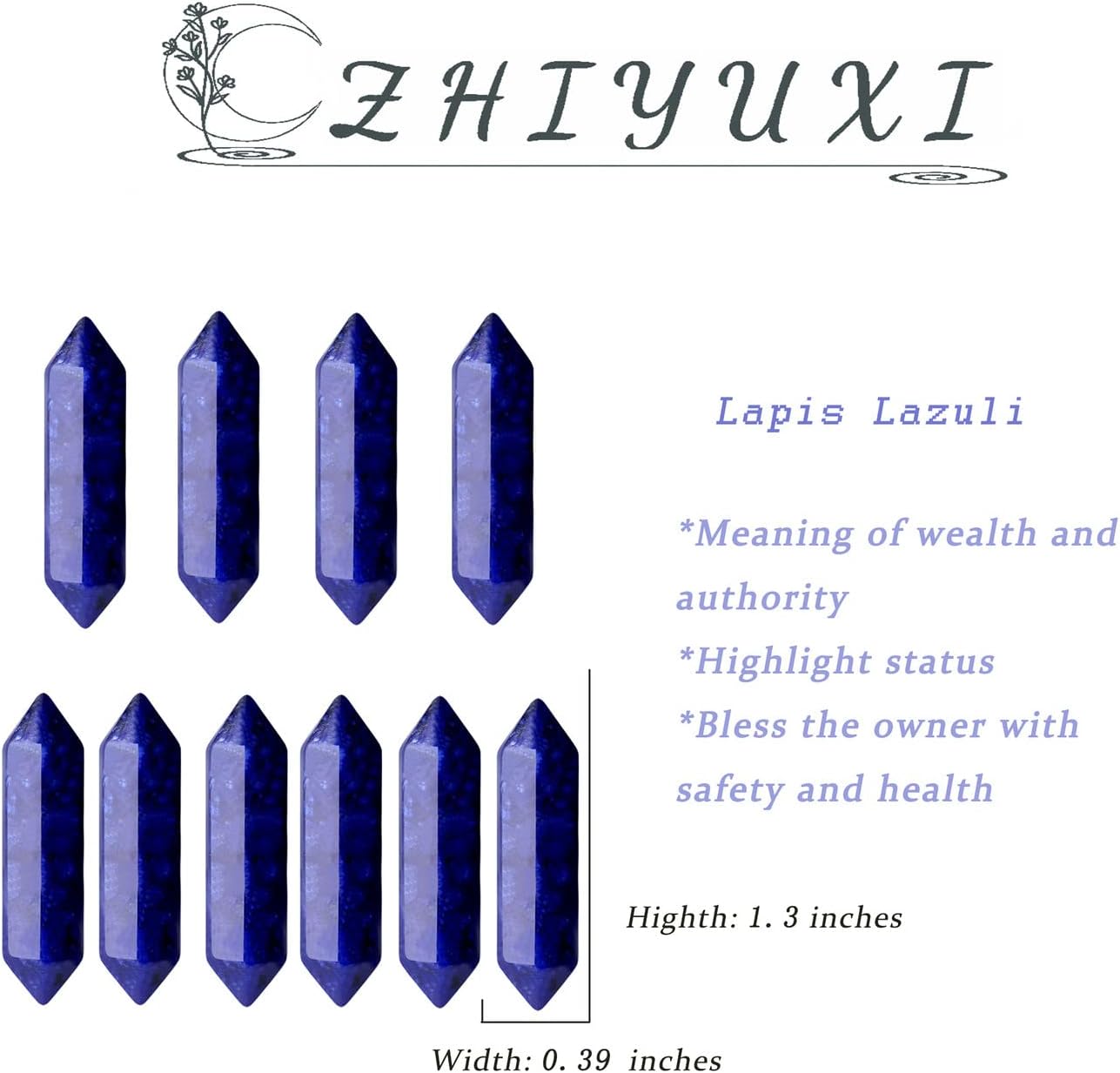 ZHIYUXI Lapis Lazuli Crystal Lapis Lazuli Stone Gemstone Healing Crystals Tumbled Polished Energy Reiki Healing Stone Wholesale Crystal Wands Decor Gifts 10 Pcs