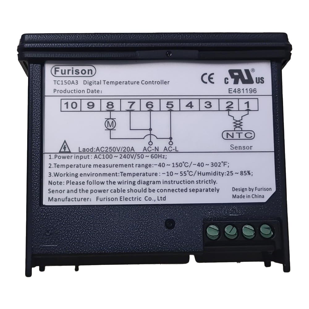 Refrigerator Temperature Controller, Fridge Freezer Thermostat - Digital Display, Precise Cooling Control for Home & Commercial Use, Easy Install, Energy Saving, 100~240V