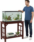 10-20 Gallon Solid Wood Fish Tank Stand Heavy Duty Aquarium Terrarium Stand for Home Office Fish Tank Shelf Table, Cherry, 25.5 x 14 x 24.4 Inch