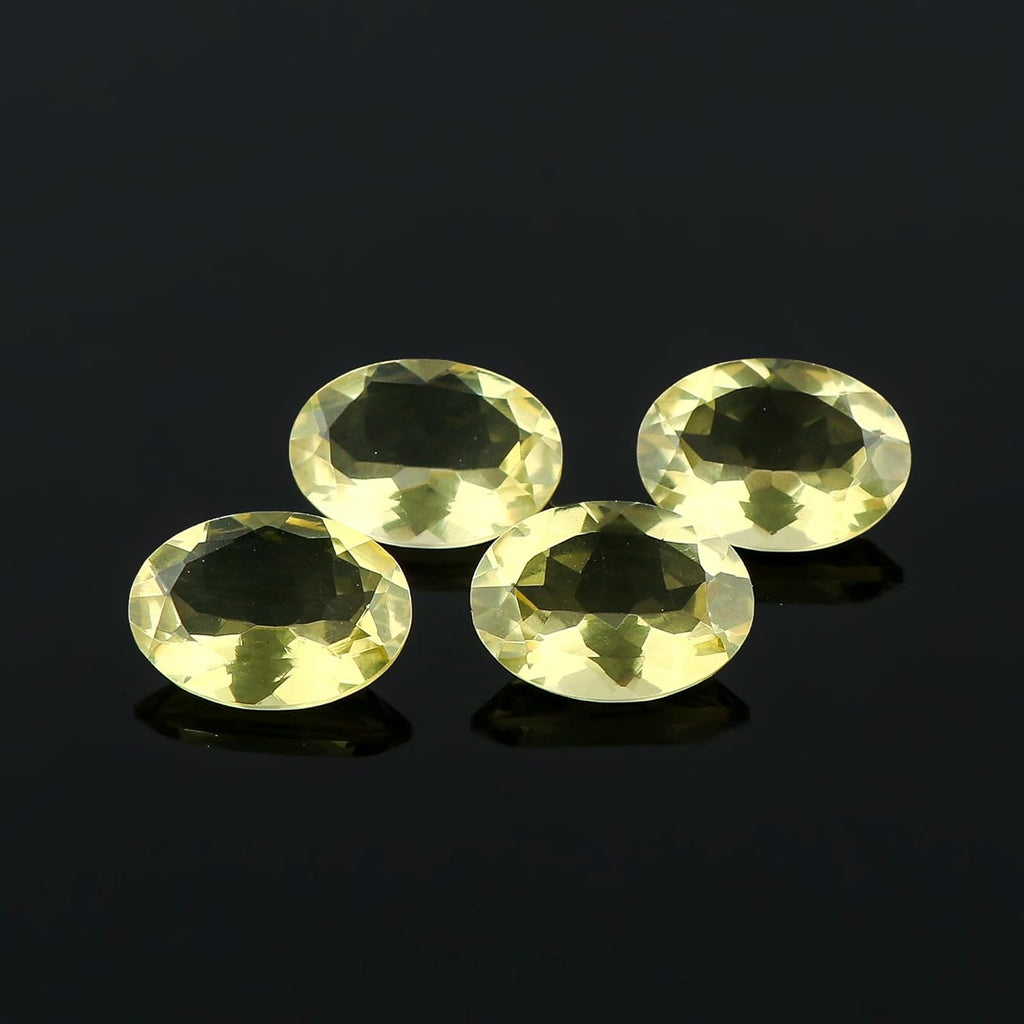 CRYSTALIS 4pcs Natural Lemon-Quartz Briolette Ovals Loose Gemstone Wholesale Bulk Cabochons Jewelry Making Supply, Chakra Healing Polished Stones, Wire Wrapping, DIY, Gem Collection