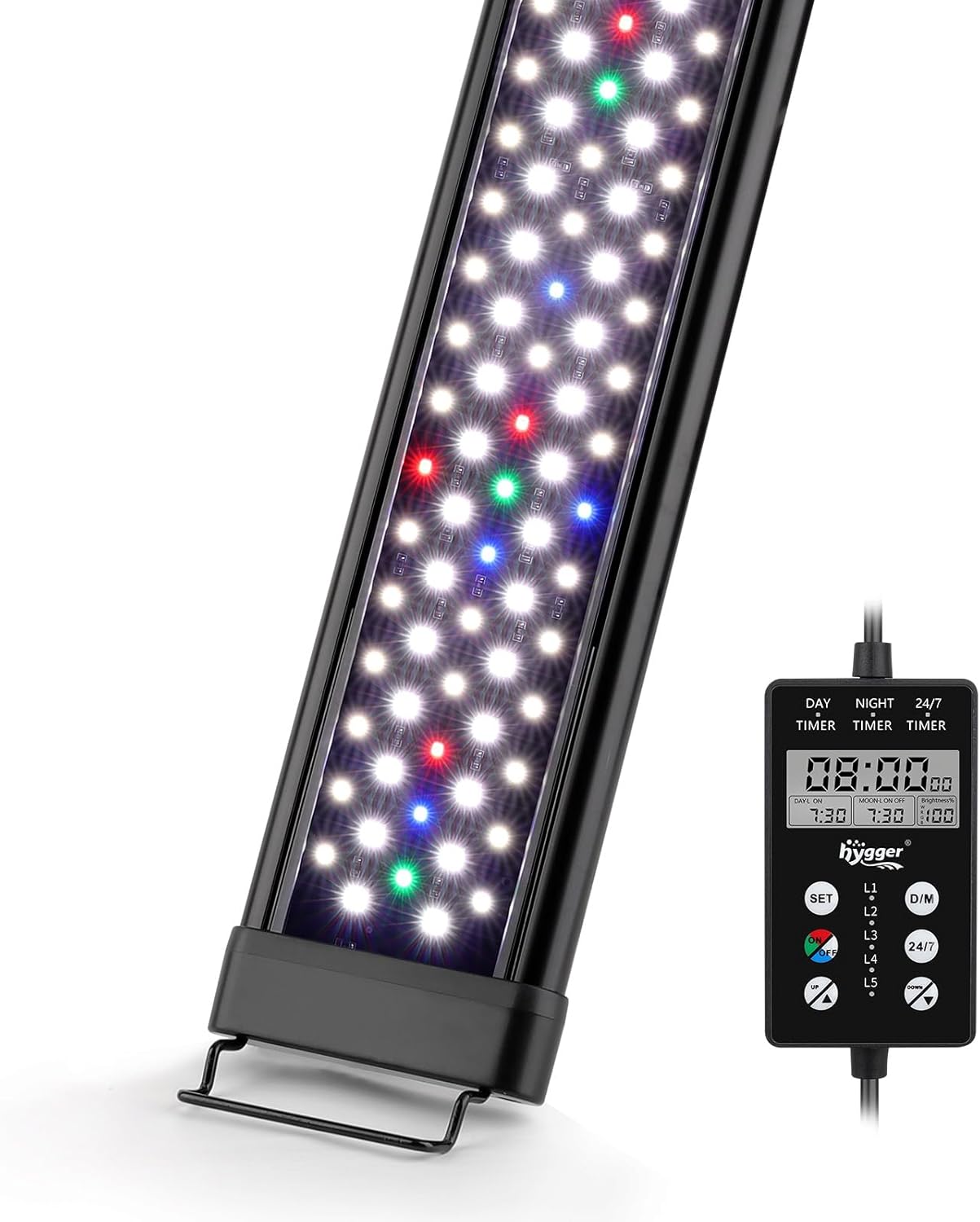 hygger Custom LED Aquarium Light,Daylight-Moonlight & 24/7 Mode, Adjustable Brightness 8 Colors 36-42 in Full Spectrum Fish Tank Light for Freshwater Planted Tank Auto On Off