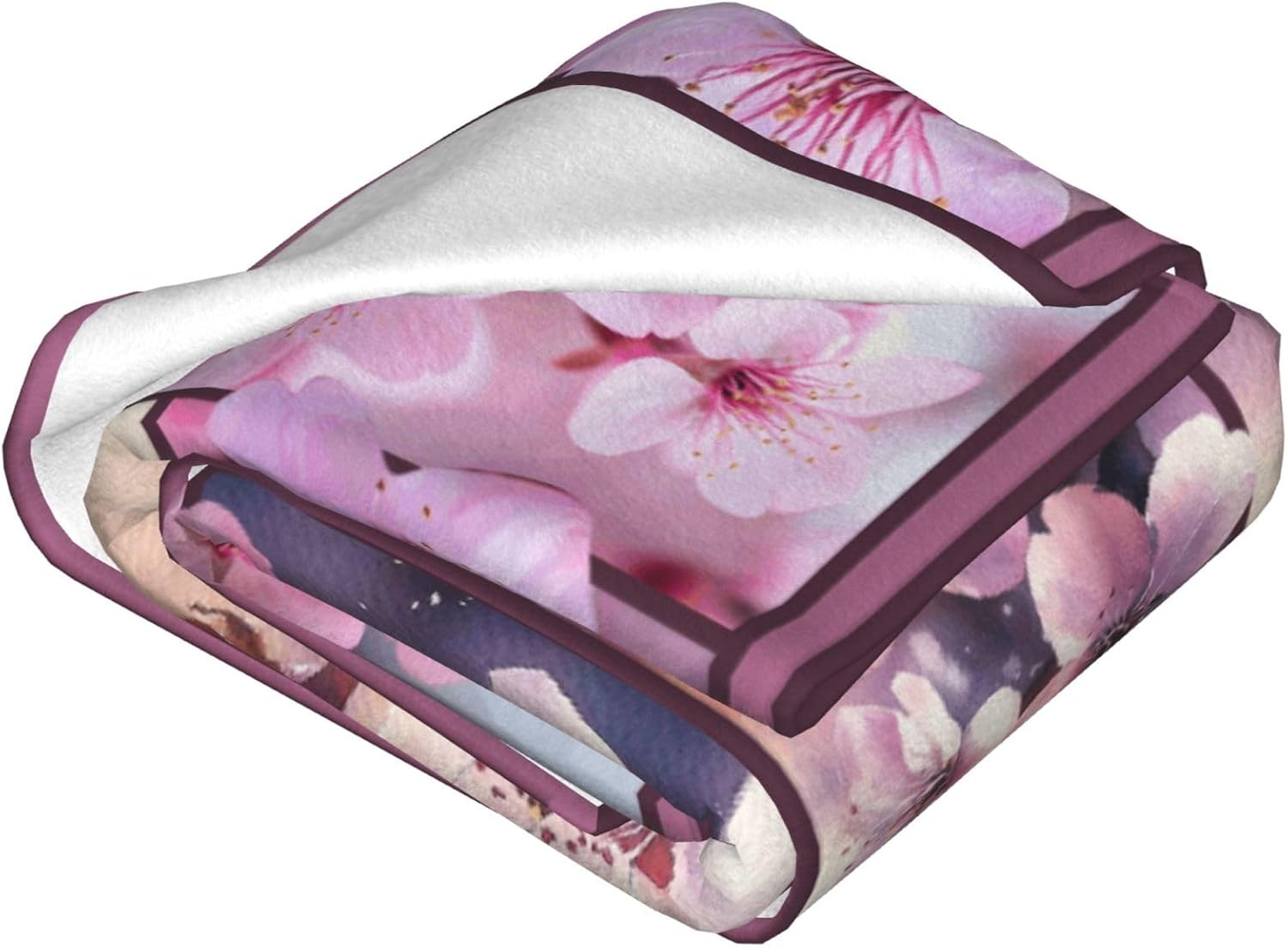 Cherry Blossoms Throw Blanket Japanese Sakura Floral Print Throw Blankets Gifts for Couch Sofa Bed Stuff Decor Lightweight Soft Cozy Fleece Plush Flannel Bedding for Lover Men Women 40"x50"