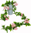 AirSun Artificial Morning Glory Flower Vines, 2pcs 15Feet Hanging Plants Silk Garland Fake Green Plant Home Garden Wall Fence Indoor Outdoor Wedding Birthday Decor