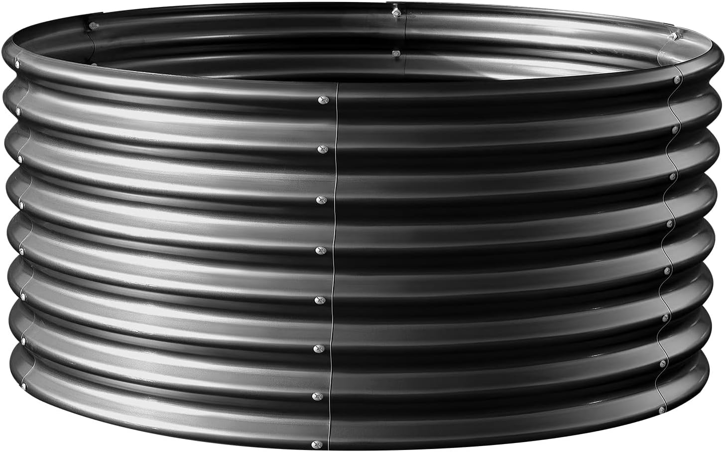 Land Guard 2×2×2ft Galvanized Raised Garden Bed Kit, Round Galvanized Planter Raised Garden Boxes Outdoor, Large Metal Raised Garden Beds for Vegetables, Grey