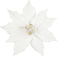 Hollyone 3PCS Poinsettia Christmas Flowers Artificial 11" Large White Glitter Poinsettia Flowers Christmas Tree Ornaments Floral Picks for Tree Wreath Garland Vase Table Centerpiece Home Deco