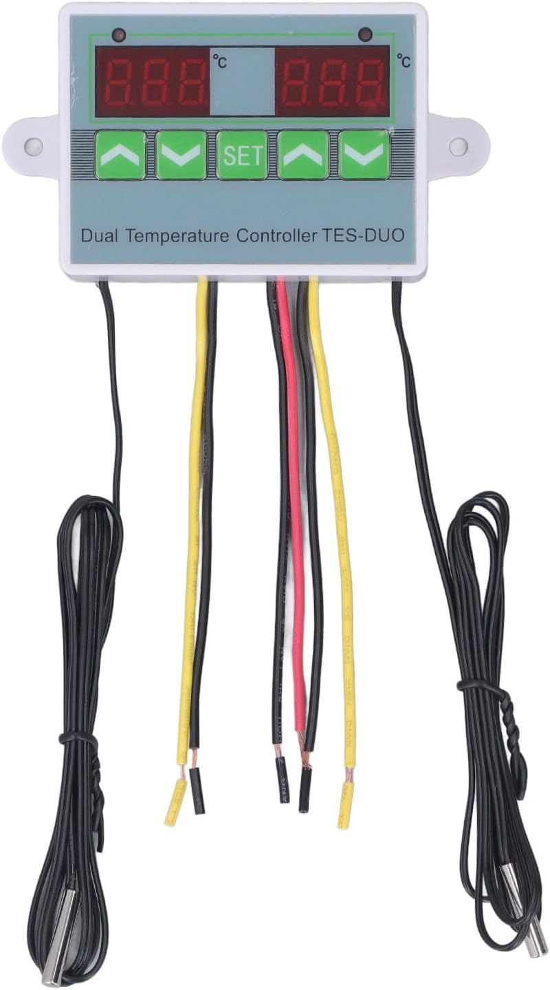 Generic Dual Temperature Controller, Digital Thermostat with Data Storage, for Refrigerator Freezer Incubator Reptile Keeping (DC24V)