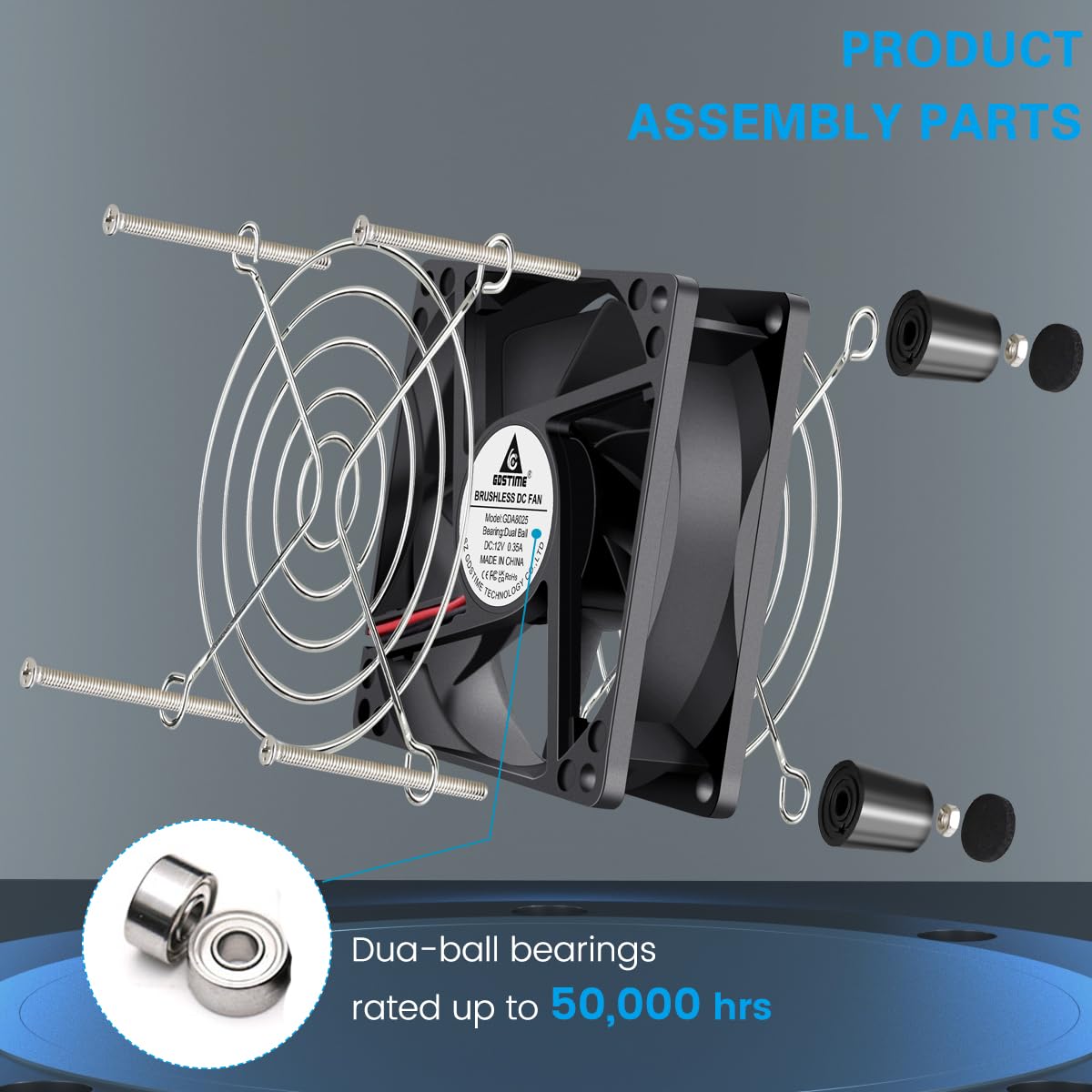GDSTIME 80mm x 25mm Computer Fan with AC Plug, 100V-240V Variable Speed Controller for Modem Terrarium Router Receiver DVR PlayStation Xbox Component AV Cabinet Cooling