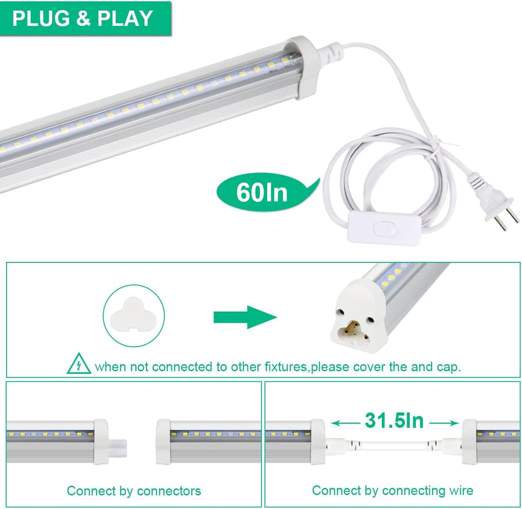 T5 Grow Lights 5000K Full Spectrum,1.4FT (2pcs x 10 Watts) Plant Growing Lamp,End-to-End Connectable Led Light Strips for Indoor Plants Succulents Flowers Growing