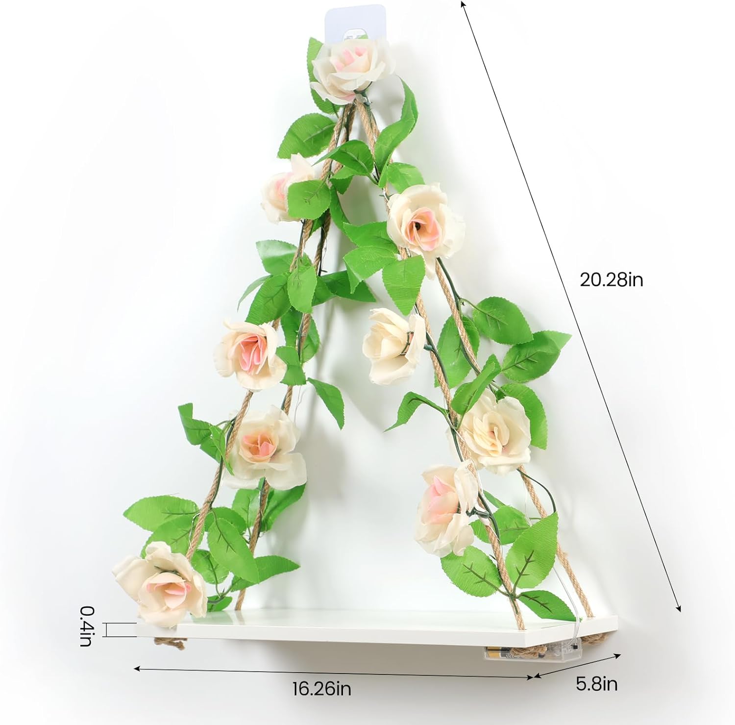 Shelf for Wall,Floating Shelves,Floating Shelves for Wall No Drilling,Adhesive Shelves,Command Strip Shelf,Room Decor Aesthetic,Fake Books Decor,Christma Decorations,2-Piece Set(Champagne flowers)