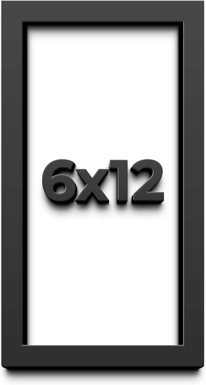6x12 Shadow Box Frame Black | 1 Inch Deep Solid Wood Shadowbox Display Frame | UV Resistant Acrylic Plexiglass, Acid Free Backing, and Hanging Hardware | Dugan Picture Frame Style
