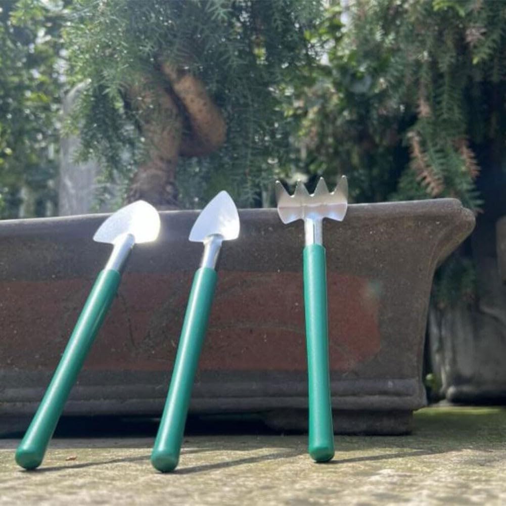 3Pcs Succulent Tools Mini Garden Tools, Planting Tools Set with Small Garden Shovel Rake Trowel Gardending Hand Tools Kit for Soil Caring Succulent Houseplent Bonsi