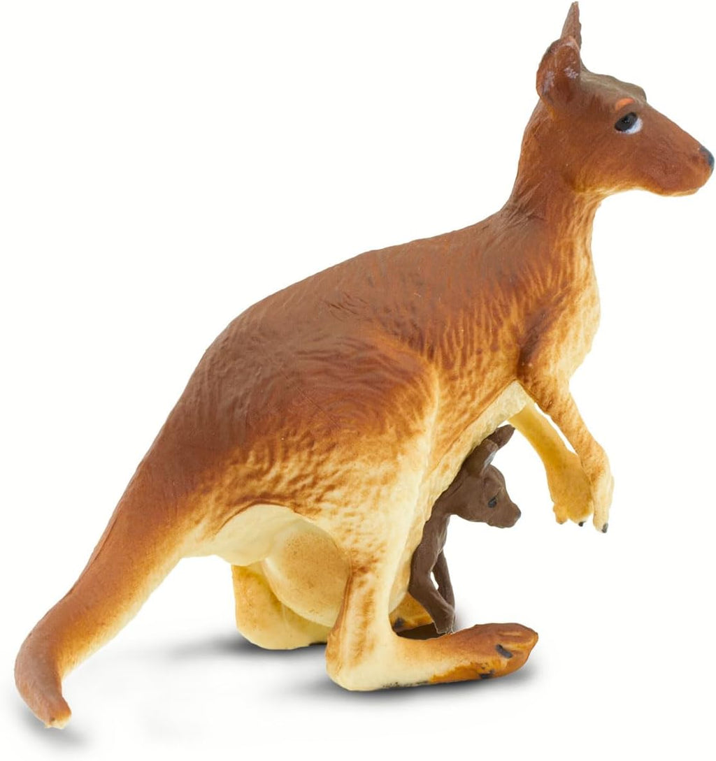 Safari Ltd. Kangaroo with Baby Figurine - Realistic 4" Hand-Painted Wildlife Toy - Educational Companion for Boys, Girls & Kids Ages 3+