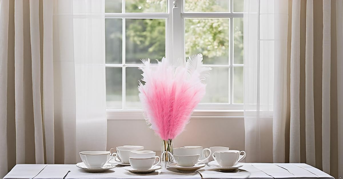 UiiziC Faux Pampas Grass Dried Fluffy 6pcs 37.5" Artificial Ascendant Grass for Vase Fillers Wedding Party Bouquets Home Hotel Centerpieces Decor (Deep Pink and Light Pink)