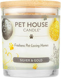 Pet House Candle Plant-Based Soy, Clean Burning Long Lasting Pet Friendly Candle for Home - Silver & Gold