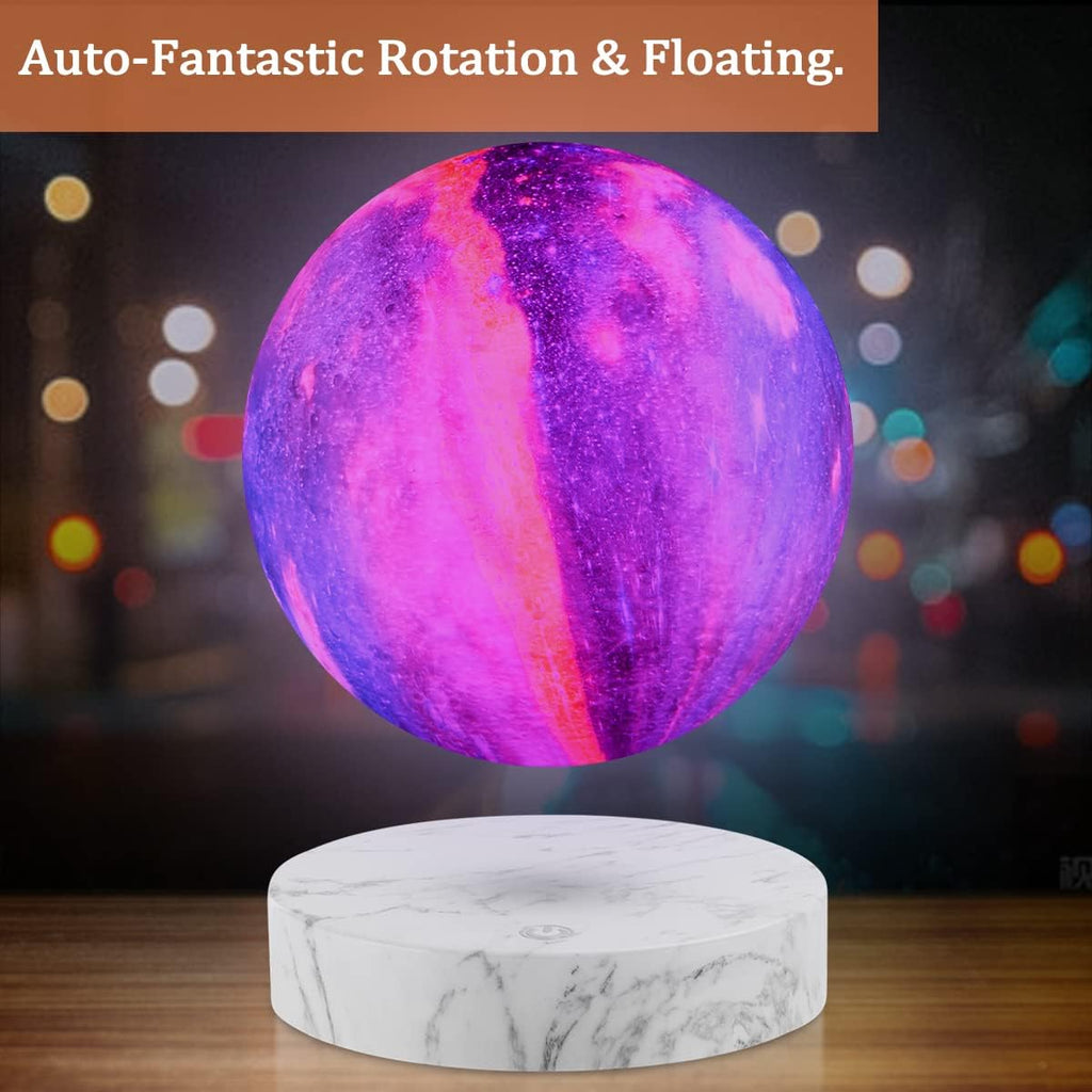 VGAzer Levitating Moon Lamp,Floating and Spinning in Air Freely with 3D Printing LED Moon Light Has 16 Colors 20 Modes for Unique Christmas Gifts,Room Decor (Marble Base 16 Colors Galaxy Moon)