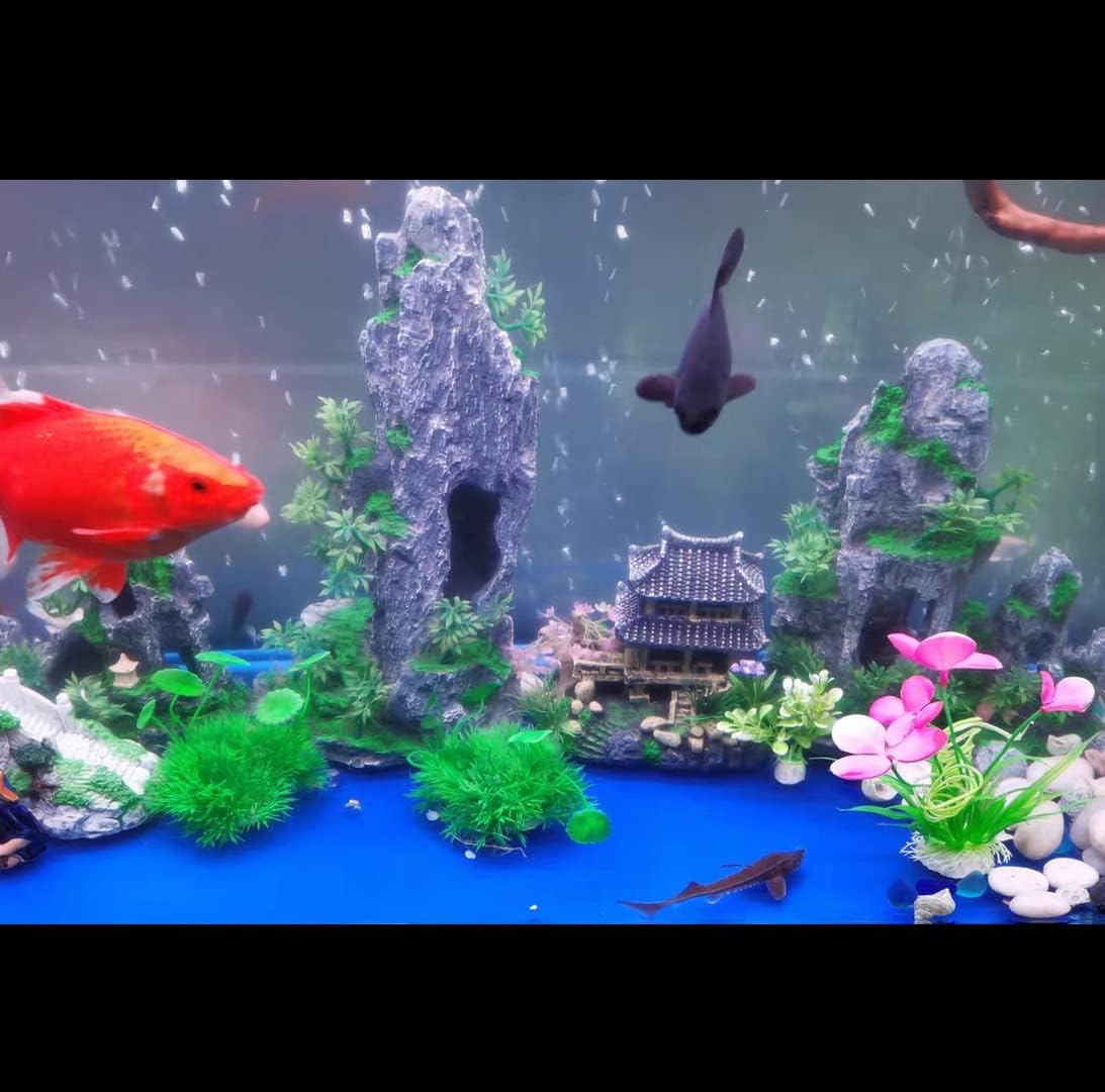 Aquarium Decorations Large and Tall Large Aquarium Decoration for Fish Tank Decorations Fish Tank Ornaments Mountain View Stone Ornament Tree Rock Cave Artificial Fishtank Ornament