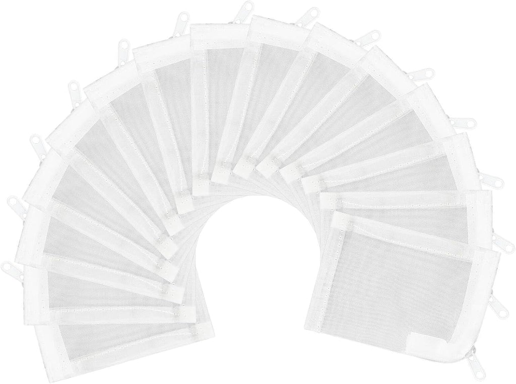 AQUANEAT Aquarium Filter Media Bags 15pcs Fish Tank Extra Fine 100 Micron Mesh Bags with Plastic Zipper for Activated Carbon (3" x 4")