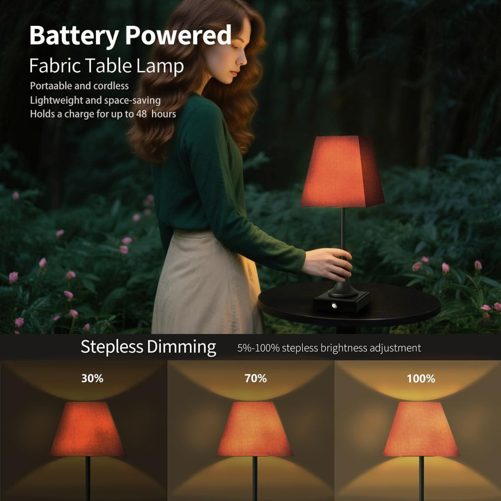 Rechargeable LED Table Lamps with Stepless Touch Control,Black Cordless Lamp for Living Room&Bedside&Patio&Shower,Small Desk Lamp(6000mAH Battery),1 Pack for Home Decor,Best Gifts for Family
