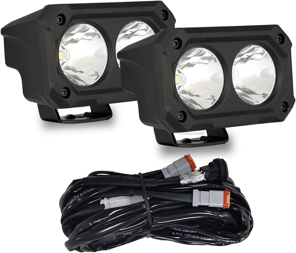 BIGLION.X 4 Inch LED Light Pods, 2Pcs 100W 6000K Offroad Driving Fog Light With 5050 LED 8000LM Spot & Flood Combo Beam Square Pod With Wiring Harness 12V 24V for Truck Pickup 4x4 SUV ATV UTV