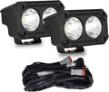 BIGLION.X 4 Inch LED Light Pods, 2Pcs 100W 6000K Offroad Driving Fog Light With 5050 LED 8000LM Spot & Flood Combo Beam Square Pod With Wiring Harness 12V 24V for Truck Pickup 4x4 SUV ATV UTV