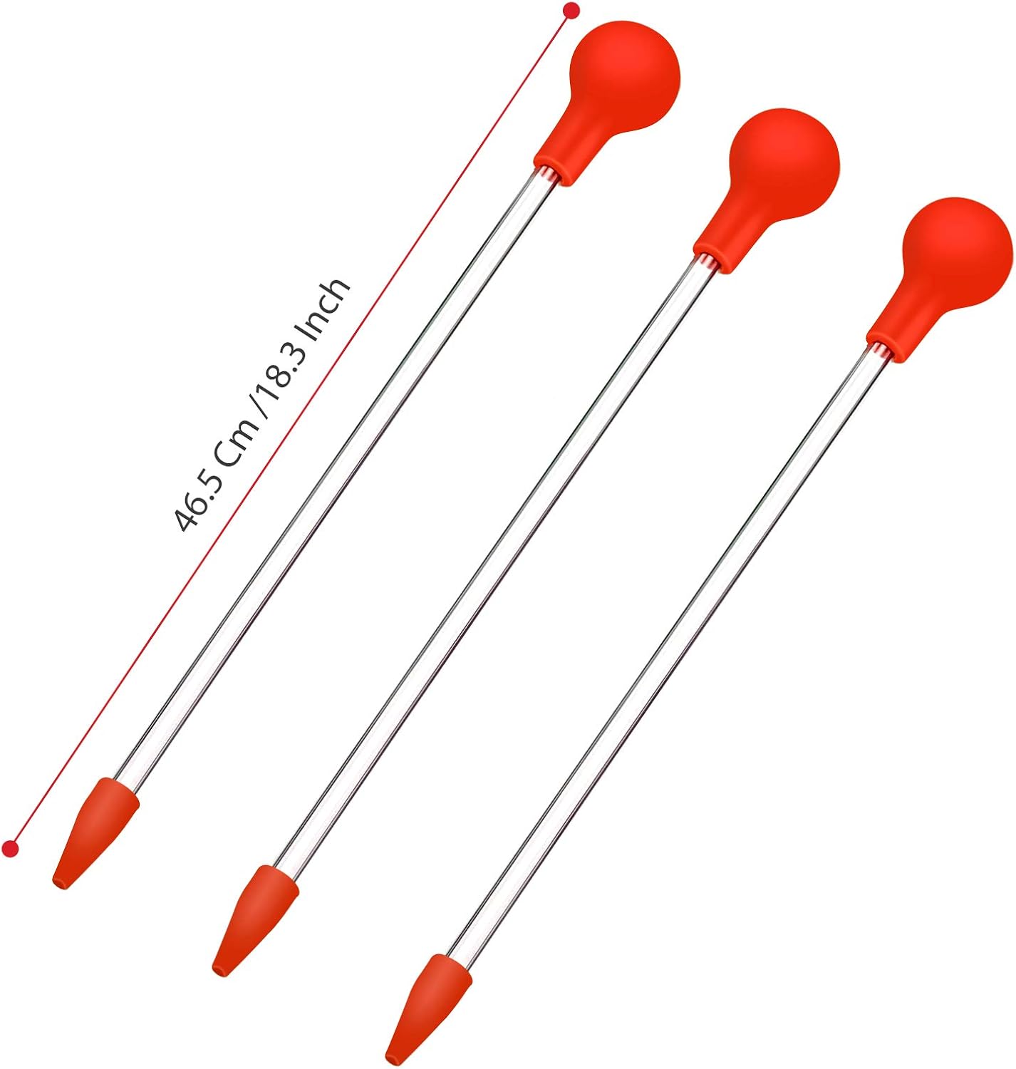 Aquarium Choice Coral Feeder Long Syringe Tube Liquid Fertilizer Feeder SPS HPS Marine Reef Coral Feeder Tool Fish Excreta Cleaner (3 Units 46.48CM/18.31 Inch)