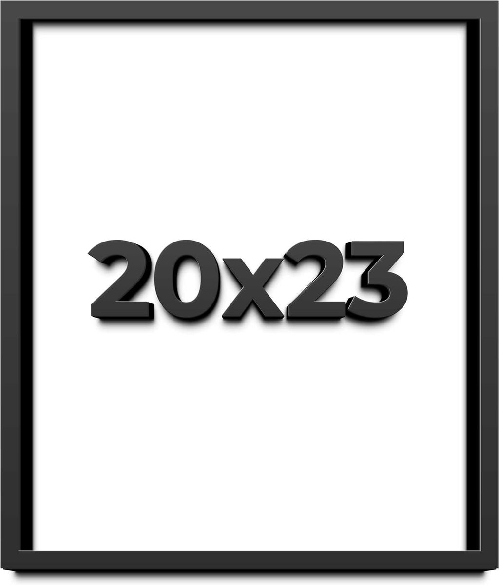 20x23 Shadow Box Frame Black | 1 Inch Deep Solid Wood Shadowbox Display Frame | UV Resistant Acrylic Plexiglass, Acid Free Backing, and Hanging Hardware | Dugan Picture Frame Style