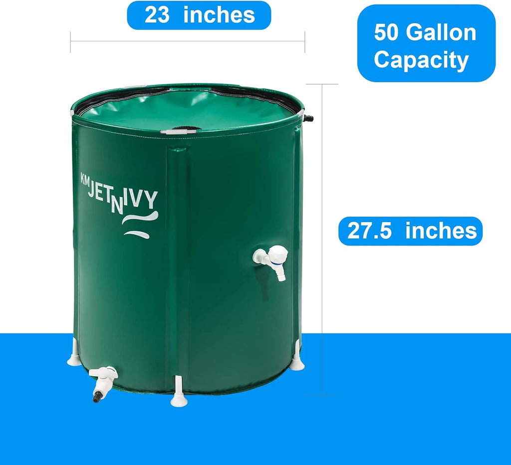 Rain Barrel Upgrade Anti-Collapse Collapsible Rainwater Collection System,Portable Water Storage Tank,Garden Water Catcher(Green,50G)