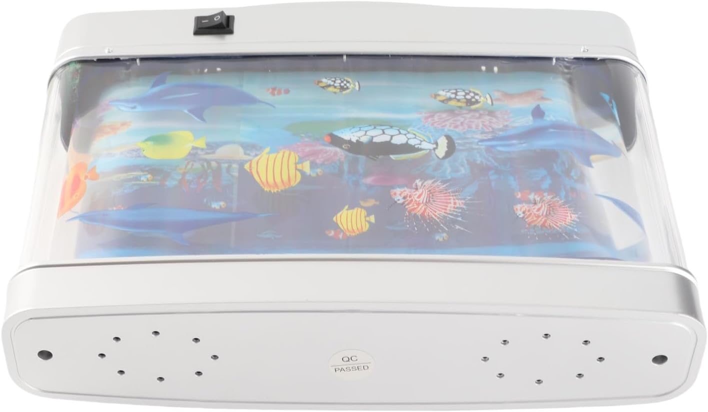Lifelike Artificial Aquarium with Moving Fish, Mini Fish Tank LED Night Light for Sensory Therapy, Kids Toy for Bedroom or Office Desk