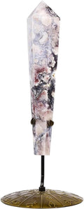 Blue Flower Agate Wand Point Long Healing Crystal Scepter Decorative Stone Reiki Meditation with Display Stand Home Office Decor 0.4-0.6LBS