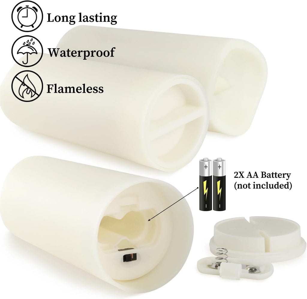 Set of 96 Waterproof Outdoor Flameless Candles, LED Candles with 4 Remote and Timer,(H 4" 5" 6" x D 2.2"),for Halloween Wedding Festival