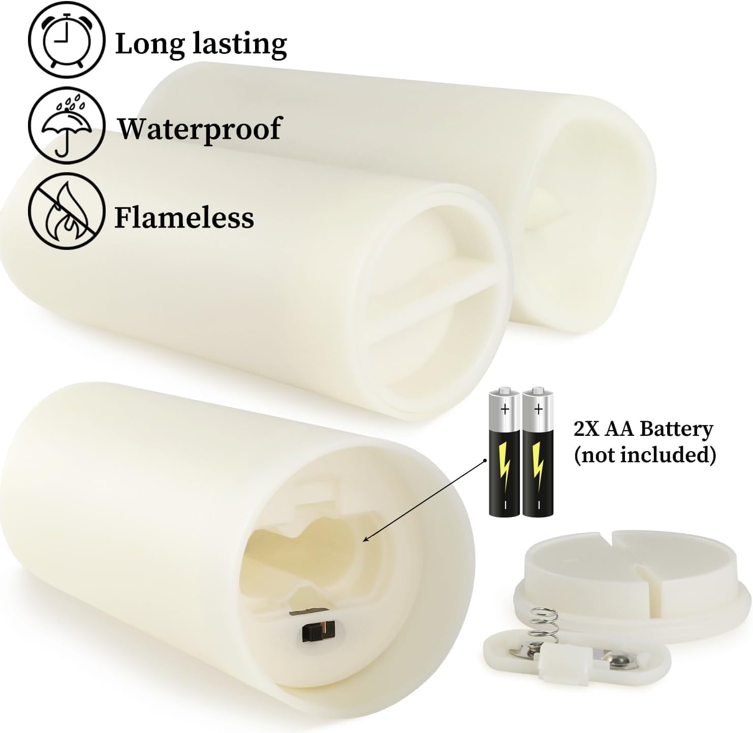 Set of 96 Waterproof Outdoor Flameless Candles, LED Candles with 4 Remote and Timer,(H 4" 5" 6" x D 2.2"),for Halloween Wedding Festival