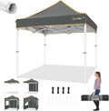 Hoteel 6.6 x 6.6 Pop up Canopy,Easy Up Heavy Duty Canopy with 4 Sidewalls,Upgrade Hexagonal Tube UPF50+ 1500mm Waterproof,Outdoor Canopy Tent with Carry Bag for Commercial Events,Beach,Camping,Grey