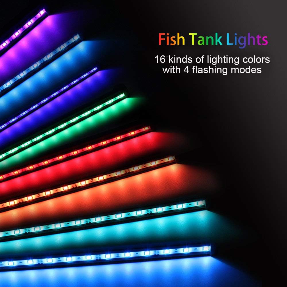 MQ 16 in Submersible LED Aquarium Light, 2.5W Color Changing Fish Tank Light with Remote Control, IP68 Crystal Glass 18 LEDs Lights Bar, for Fish Tank 20-25 inch