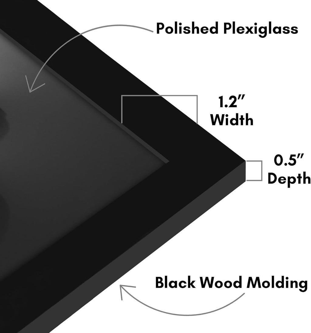 Americanflat 15x22 Picture Frame with Polished Plexiglass - Black Picture Frame - Wide Photo Frames Made of Engineered Wood for Vertical or Horizontal Wall Display - Epic Collection - Black