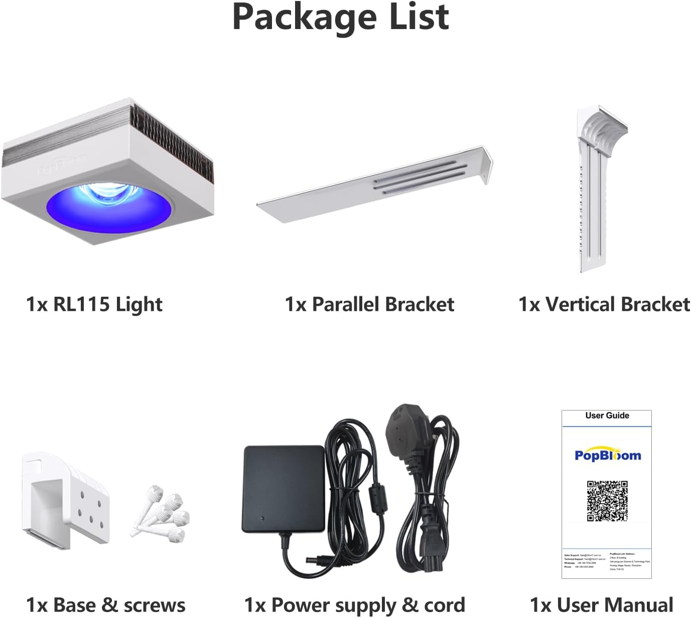 PopBloom WiFi Reef LED Aquarium Light, Reef Aquarium Lighting for Marine SPS LPS Corals Saltwater Fish Tanks, APP Fully Programmable (RL115 with Arm Kit)