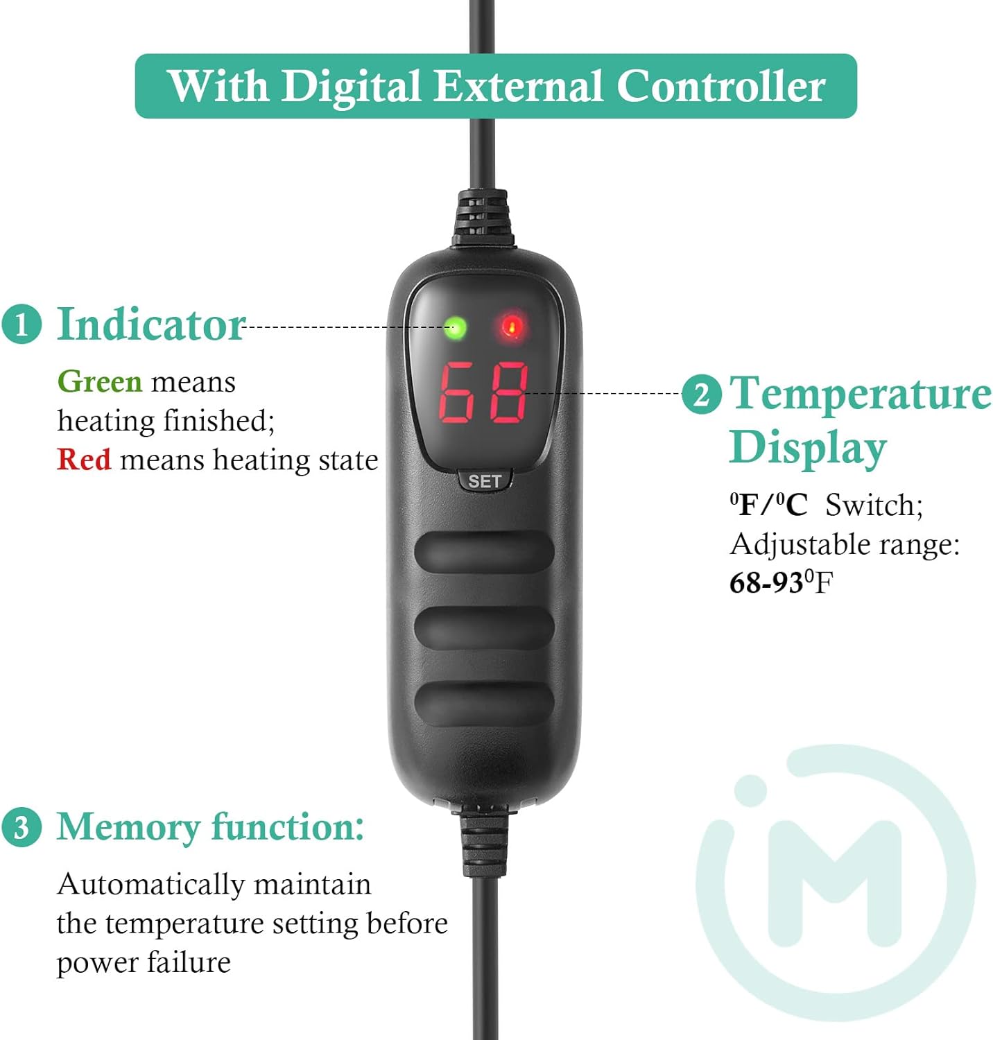 HITOP Aquarium PTC Heater with Controller: 200W 300W 400W Digital Heater for Fish Tank and Turtle Tank 40-100Gallon, with Protective Cover