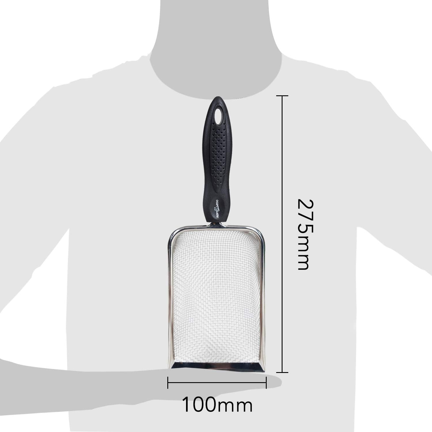 REPTI ZOO Reptile Sand Stainless Steel Fine Mesh Reptile Substrate Metal Sand Shovel Terrarium Substrate Long-Lasting Litter Cleaner Corner Scoop