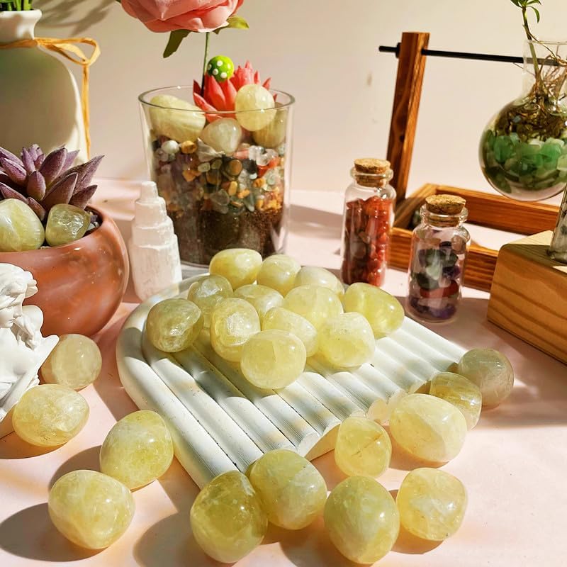 DUQGUHO Citrine Crystals Bulk Natural Irregular Polished Stones Tumbled Crystals Gemstone Rocks for Beginners Gift 200g