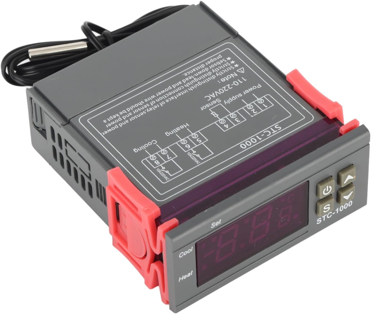 Estink Digital Temperature Controller, STC-1000 Thermostat with Dual Mode for Cooling and Heating, 10A 250VAC, -58°F~210°F Range for Aquarium Incubator Greenhouse
