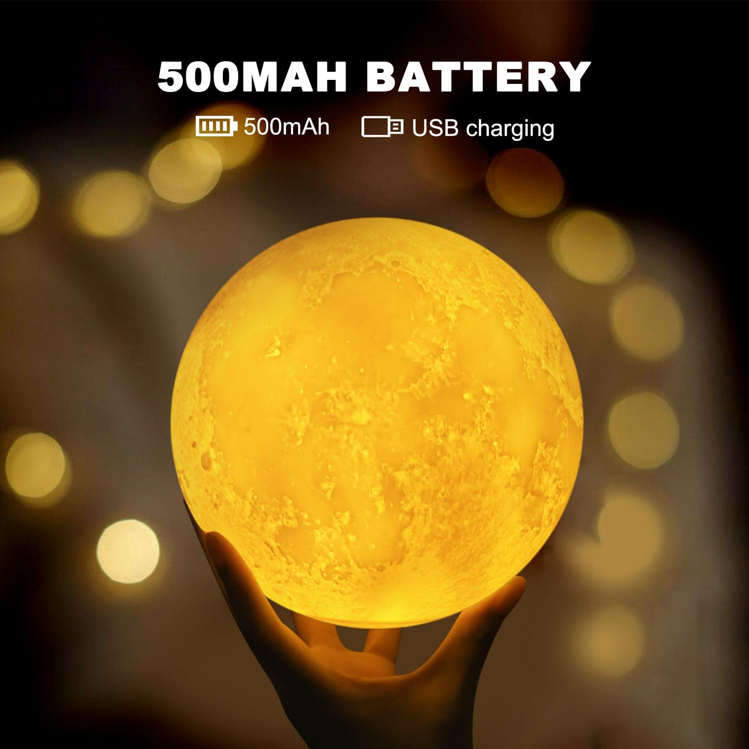 Moon Lamp, 6 Inch Sliding Control Moon Light, Kids Night Light, 16 Colors Moon Night Light with Unique Stand, Timing, USB Rechargeable, Room Decor, Christmas Birthday Gifts for Kid Women Friends Lover