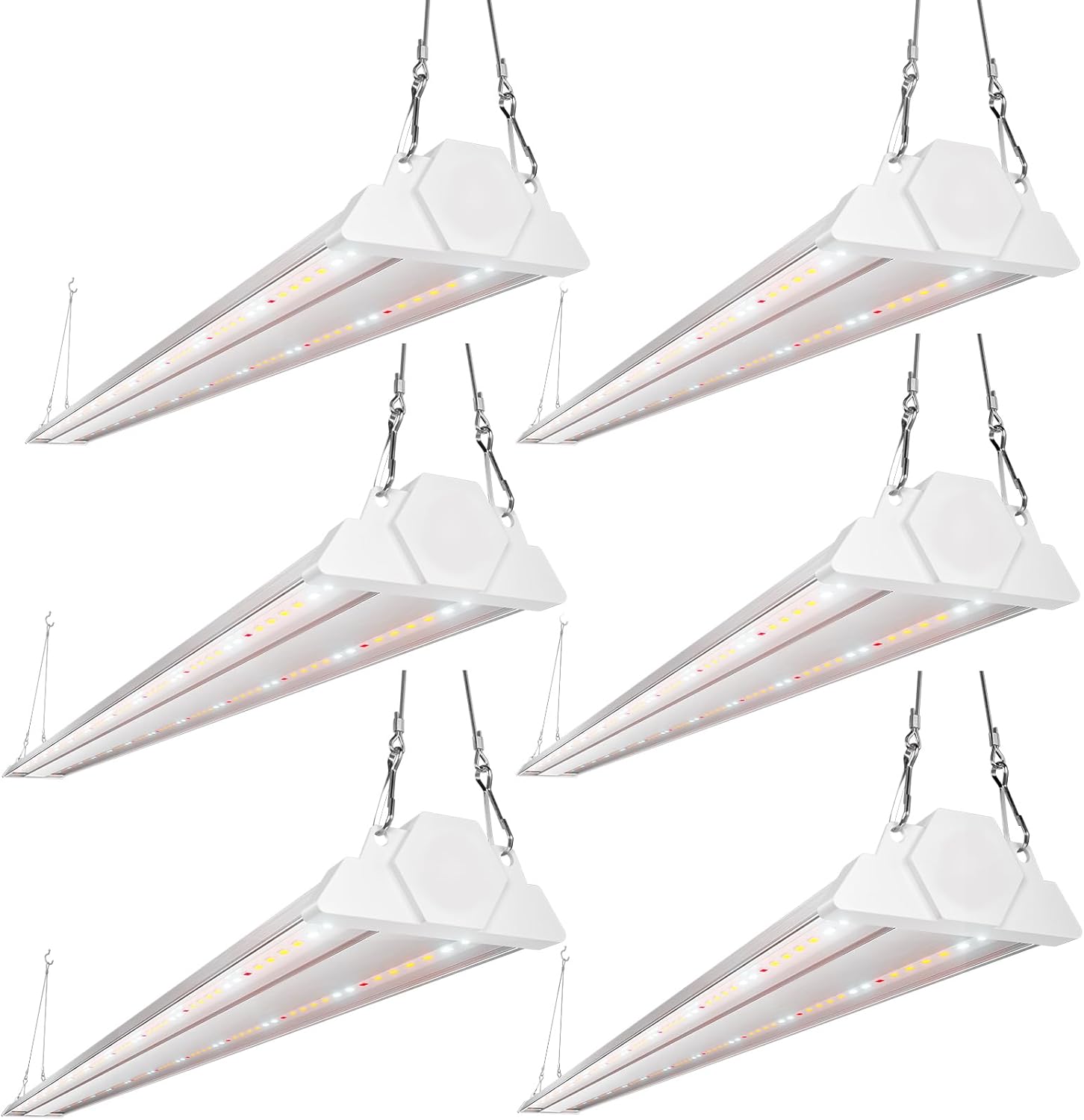 FREELICHT 6 Pack 4ft LED Grow Light, 60W (350W Equivalent), Sunlike Full Spectrum Integrated Plant Light for Hydroponic Indoor Plant Succulent Seedling Veg and Flower, Plug in with On/Off Switch