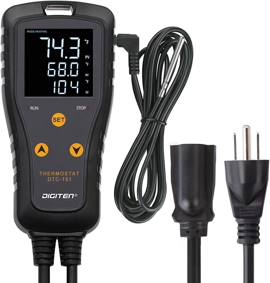 Digital Temperature Controller Simple Stage Thermostat Outlet Heating & Cooling Mode for Chest Freezer Refrigerator Homebrew Fermenter Greenhouse 110V 15A 1650W