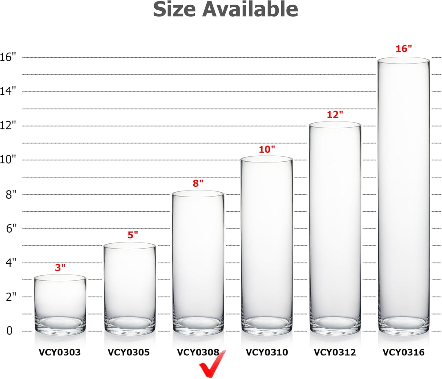WGVI Quality Thick Clear Cylinder Glass Vases, 3" W x 8" H, Bud Vase Skinny Narrow Floral Bouquet Flower Container for Wedding Centerpieces Tabletop Décor Brush Pen Holder, Bulk Wholesale, 18 Pieces