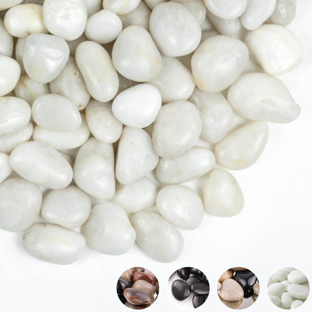 5lbs White Pebbles for Indoor Plants, 1-2Inch Natural River Rocks for Aquarium, High Polished Decorative Stones for Vase Filler Fish Tank Landscaping Garden