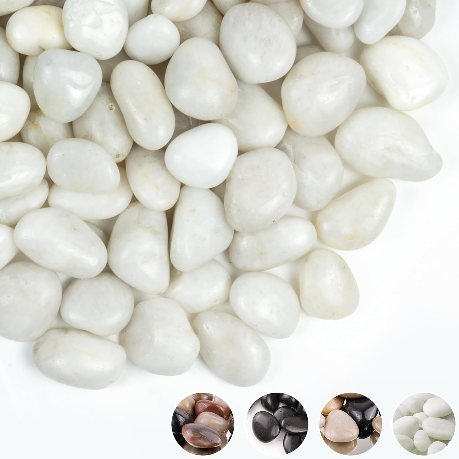 5lbs White Pebbles for Indoor Plants, 1-2Inch Natural River Rocks for Aquarium, High Polished Decorative Stones for Vase Filler Fish Tank Landscaping Garden