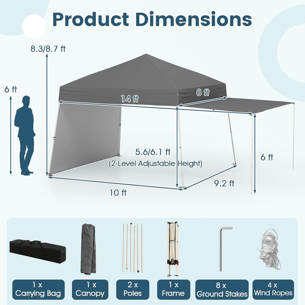 Tangkula 10x9.2 Ft Pop up Canopy with Sidewalls, UPF50+ Outdoor Tent with 8 Stakes, 4 Wind Ropes, Carry Bag, Portable Canopy Tent with Awnings for Camping, Patio, Market