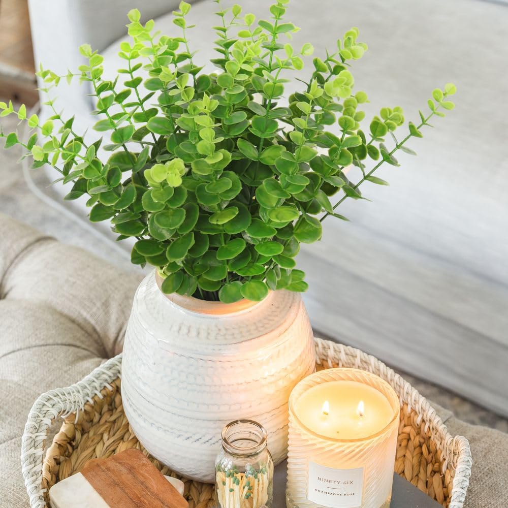 RECUTMS 36Pcs Green Eucalyptus Leaves Stems 15 inch Artificial Eucalyptuses Leaf Branches Faux Tender Greenery Picks Spring Wedding Centerpiece Flower Bouquet Arrangement Christmas Office Home Decor
